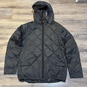 Oakley quilted puffer hooded duck down insulated jacket men’s Sz medium grey EUC